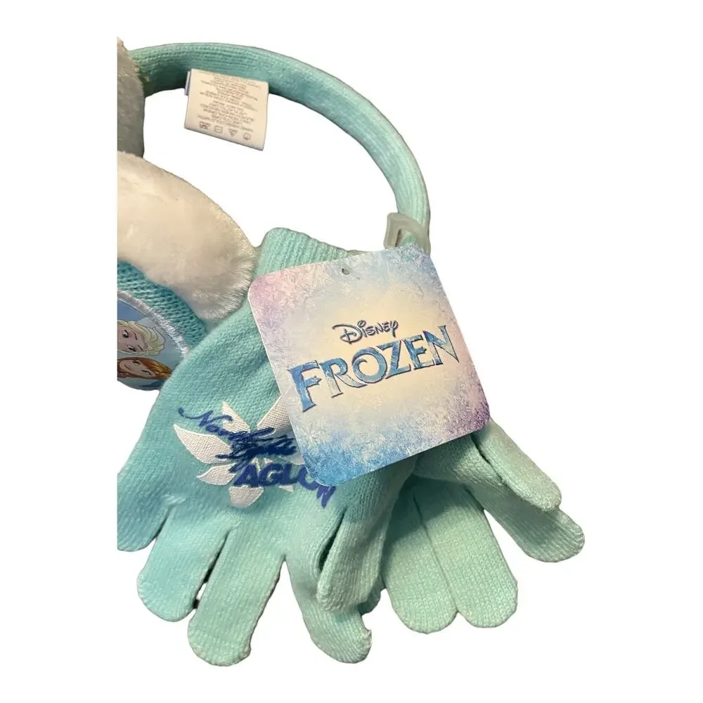 Disney Frozen Northern Lights Aglow Earmuff Gloves Set Elsa Anna Girls Winter